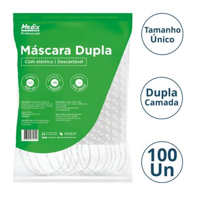 Mascara Descartavel Dupla C/elastico Branco Cx C/100 Un Medix