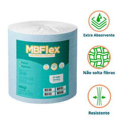 Pano Multiuso Mbflex Azul Rolo 28cm X 240m C/600 Panos Medix