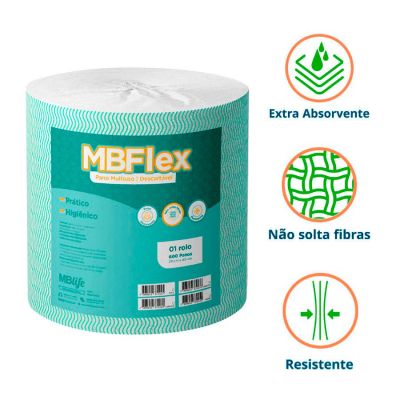 Pano Multiuso Mbflex Verde Rolo 28cm X 240m C/600 Panos Medix