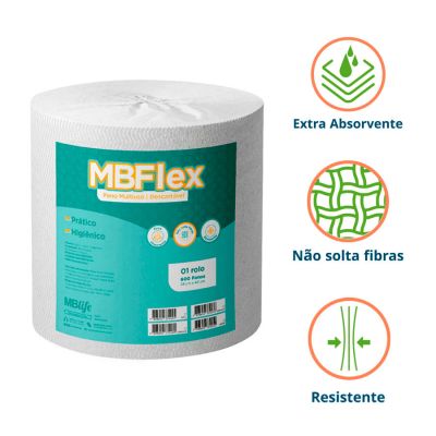 Pano Multiuso Mbflex Branco Rolo 28cm X 240m C/600 Panos Medix