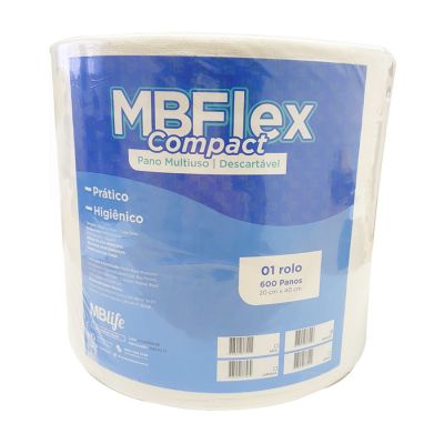 Pano Multiuso Mbflex Compact Branco Rolo 20cm X 240m C/600 Panos Medix