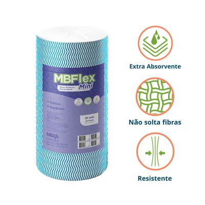 Pano Multiuso Mini Mbflex Azul Rolo 30cm X 25m C/50 Panos Medix