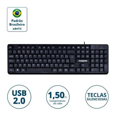 Teclado Com Fio Usb C/ Teclas Flutuantes Te2001 60000155 Maxprint