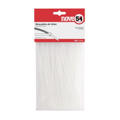 Abracadeira Nylon Branca 200mm X 2,5mm C/100 Nove54