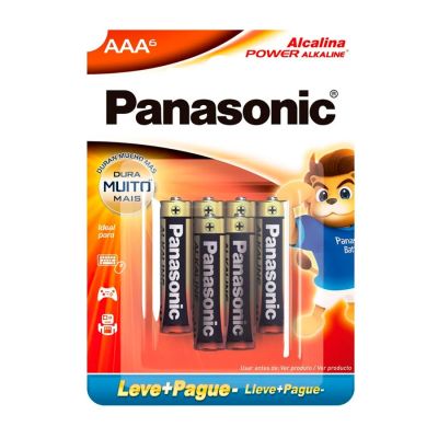 Pilha Alcalina Aaa Lr03xab/6b192 1,5v C/6 Un Panasonic