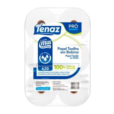 Papel Toalha Bobina 19cm X 200m 28g 6 Rolos Pro Mili Professional 620