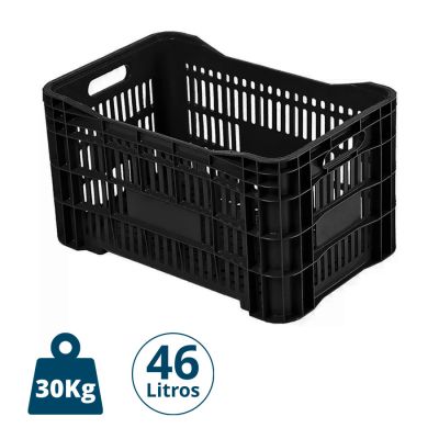Caixa Plastica Agricola Vazada 46l Preta Ww