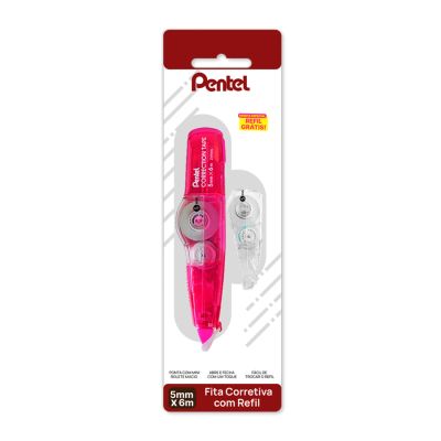 Corretivo Fita 5mm X 6m Rosa + Refil Sm/ztp205r-p Bls C/1 Pentel