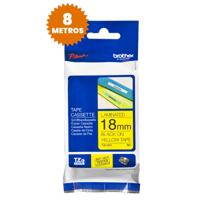 Fita Rotuladora Brother 18mmx8m Amarela Com Escrita Preta Tze641