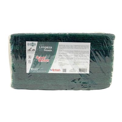 Fibra P/ Limpeza Pesada Verde C/10 100 X 260mm Super British