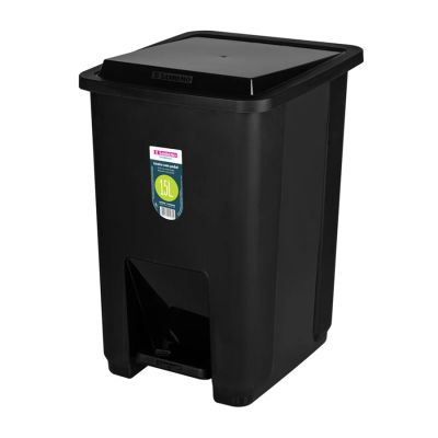 Cesto De Lixo 15l Plastico Preto C/ Pedal Sr2215/20 Sanremo