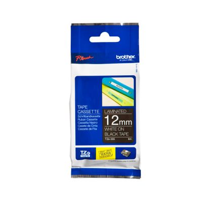 Fita Rotuladora Brother 12mmx8m Preta Com Escrita Branca Tze335