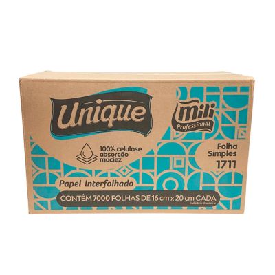 Papel Toalha Interfolhado Branco 16x20cm C/7000 Folhas Mili Professional 1711