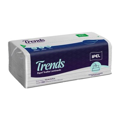 Papel Toalha Interfolhado Branco Trends 22,5 X 20,5cm 28g C/ 250fls Ipel 242806