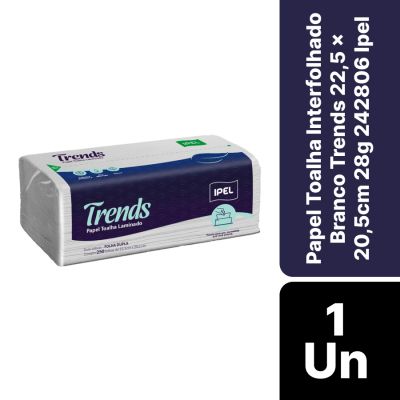 Papel Toalha Interfolhado Branco Trends 22,5 X 20,5cm 28g C/ 250fls Ipel 242806