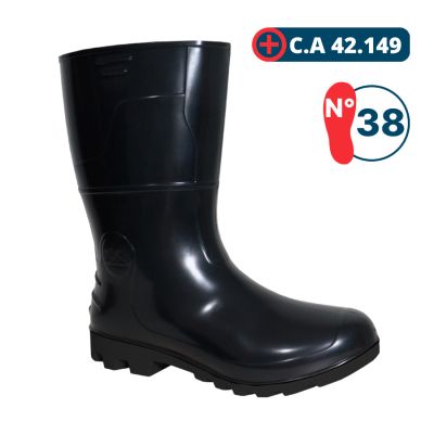 Bota Pvc Cano Medio 28 Safety Boots Preta N°38 Kadesh Ca 42149