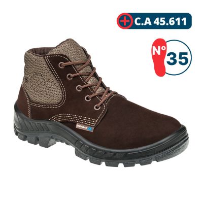 Botina De Segurança C/ Cadarco Marrom N° 35 Nobuck Marluvas (ca 45611)