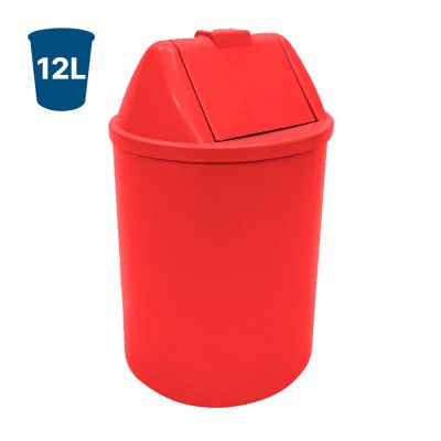 Cesto De Lixo 12l Plastico C/tampa Basculante Vermelho Eb9v Jsn