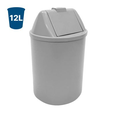 Cesto De Lixo 12l Plastico C/ Tampa Basculante Cinza Eb9c Jsn