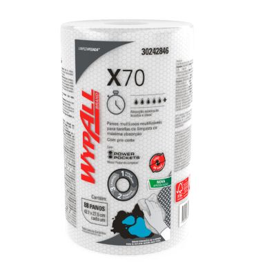 Pano Multiuso Wypall X70 Plus Branco 42,1 X 27,6cm C/ 88 Panos