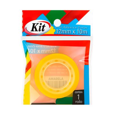 Fita Adesiva 12mm X 10m Color Amarelo Kit