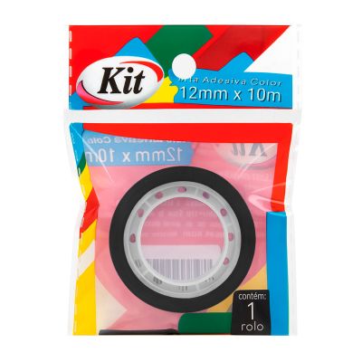 Fita Adesiva 12mm X 10m Color Preto Kit