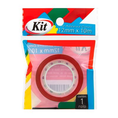Fita Adesiva 12mm X 10m Color Vermelho Kit