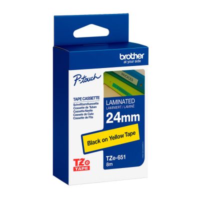 Fita Rotuladora Brother 24mmx8m Amarela Escrita Preta Tze651