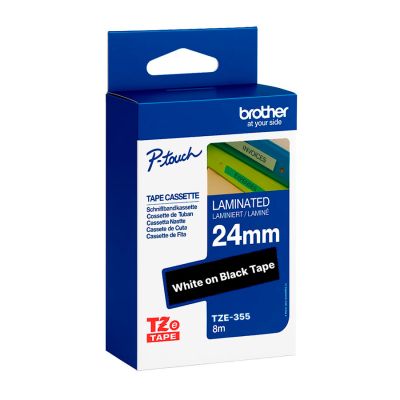Fita Rotuladora Brother 24mmx8m Preta Escrita Branca Tze355