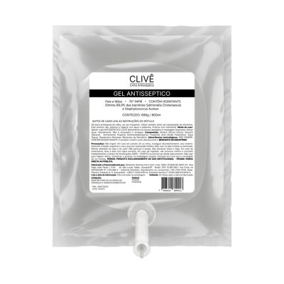 Alcool Gel Antisseptico 70% 800ml Refil Clive 61582