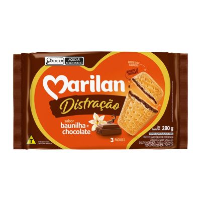 Biscoito Distracao Baunilha/chocolate 280g Marilan
