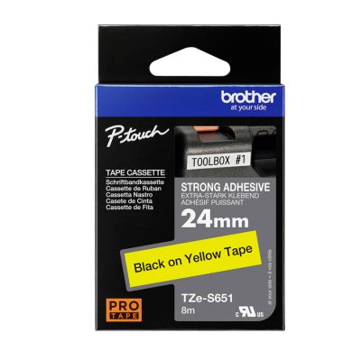 Fita Rotuladora Brother 24mmx8m Amarela Escrita Preta Tzes651