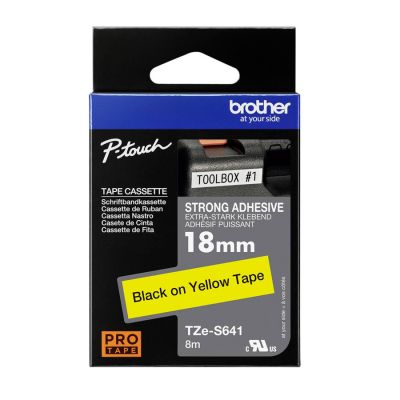 Fita Rotuladora Brother 18mmx8m Amarela Escrita Preta Tzes641