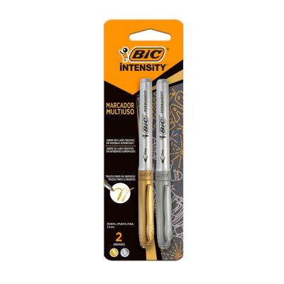 Caneta Marcador Permanente 522222 Prata E Dourado Bls C/2 Bic
