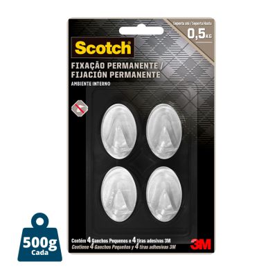 Gancho Scotch Pequeno Transparente C/ 4 3m
