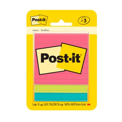 Post-it Cascata Verde/azul/rosa Pautado 150 Fls 76 X 76mm 3m