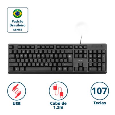 Teclado Com Fio Usb Tf600 Preto Multi