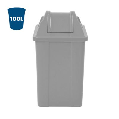 Cesto De Lixo 100l Plastico C/ Tampa Basculante Cinza Q100c Jsn