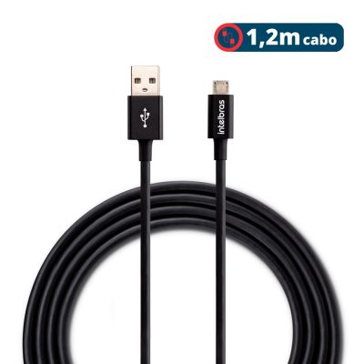 Cabo P/ Smartphone Usb Para Micro Usb 1,2m Pvc Preto Euab12pp Intelbras