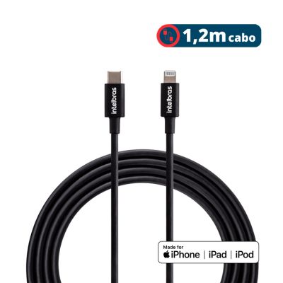 Cabo P/ Smartphone Usb-c Para Lightning 1,2m Pvc Preto Eucl12pp Intelbras