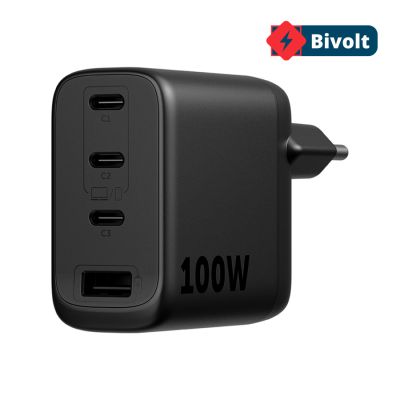 Carregador 4 Portas Ec31 100w Preto Intelbras