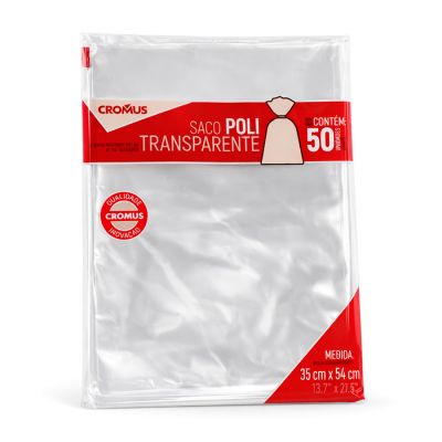 Saco Plastico Polipropileno Transparente 35 X 54cm C/ 50 Cromus
