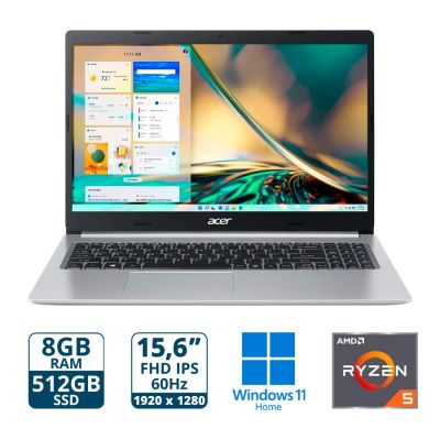 Notebook Acer Aspire 5 15,6 Fhd Ips / Amd Rayzen R5-5500u / 8gb / 512gb Ssd/  Win 11 Home