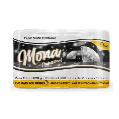 Papel Toalha Interfolhado Branco Classic 22 X 20cm C/1000fls Mona