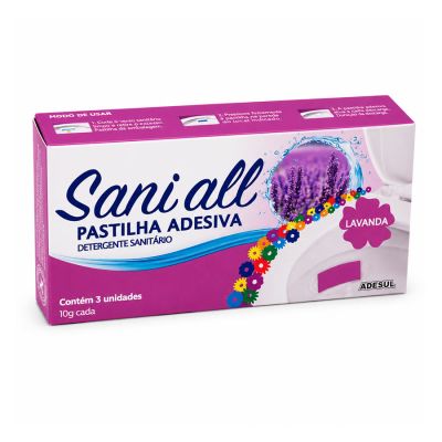 Pastilha Adesiva Sanitaria C/3 Lavanda 30g Sani All