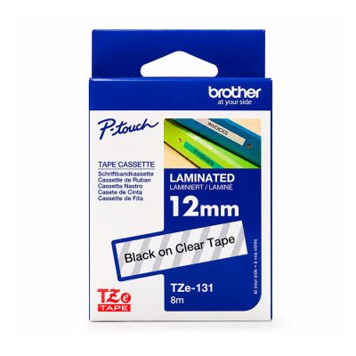 Fita Rotuladora Brother 12mmx8m Transparente Escrita Preta Tze131
