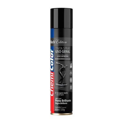 Tinta Spray Uso Geral 400ml Preto Brilhante Chermicolor