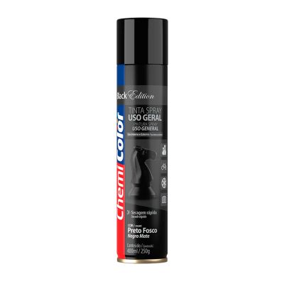 Tinta Spray Uso Geral 400ml Preto Fosco Chermicolor