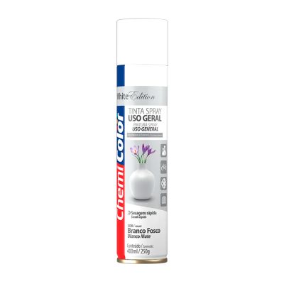 Tinta Spray Uso Geral 400ml Branco Fosco Chermicolor