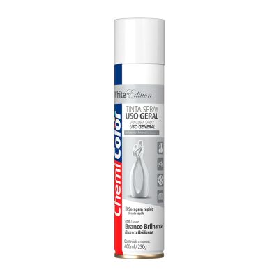 Tinta Spray Uso Geral 400ml Branco Brilhante Chermicolor